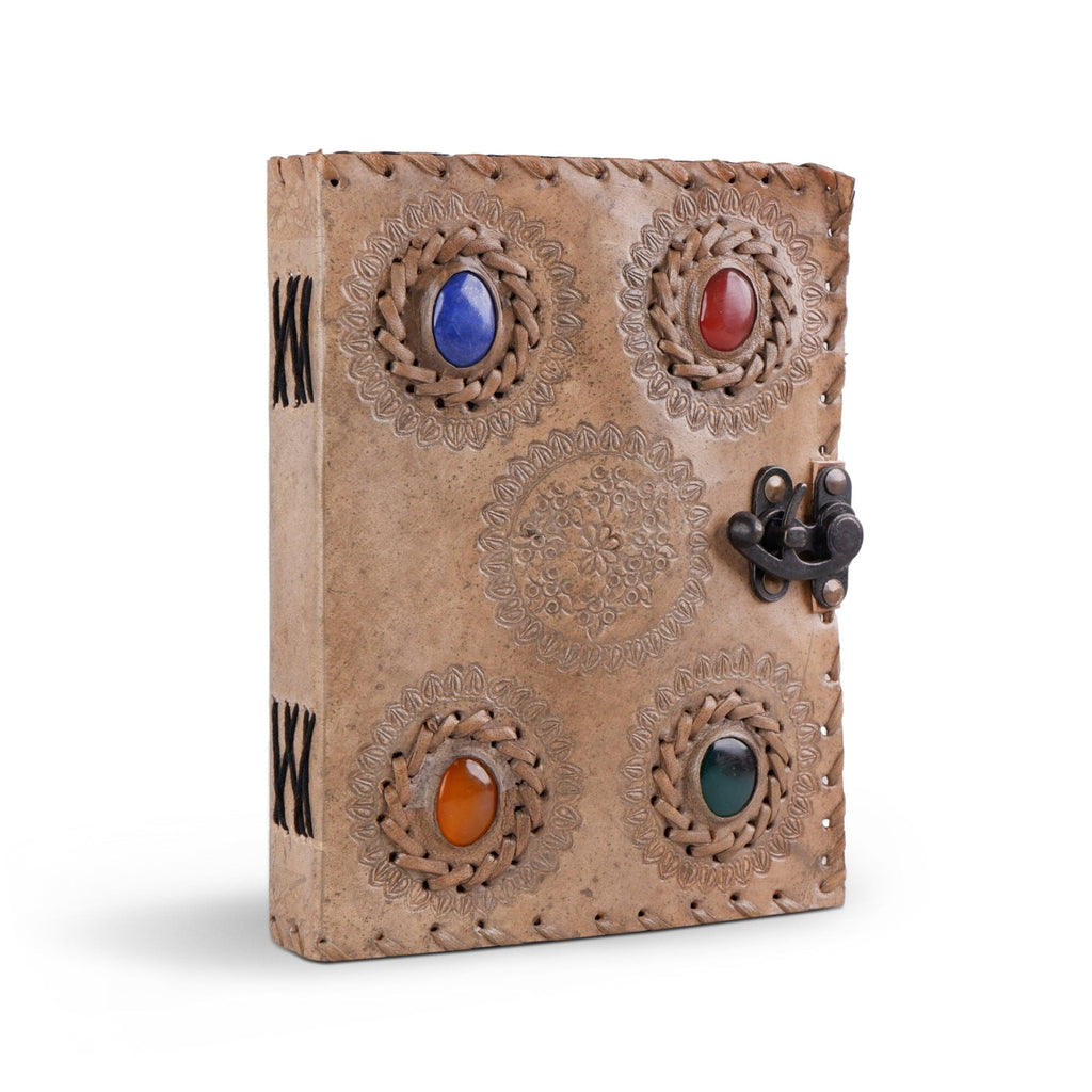 Handcrafted Vintage 4 Stone Leather Diary Classy Leather Bags