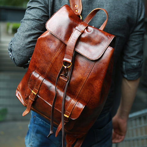 Flash Sale Full Grain Leather Travel Backpack Handmade Leather Backpack RockCow Leather Studio