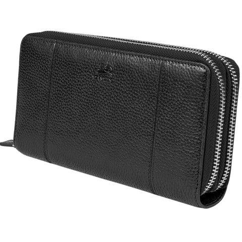 Mancini Fifth Avenue RFID Secure Double Zipper Wallet Mancini