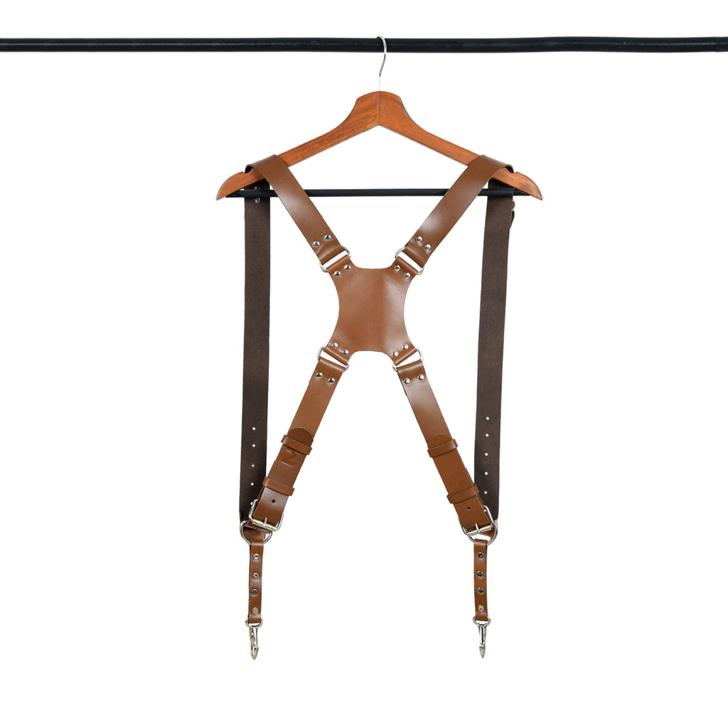 Double Camera Strap Harness- Brown Classy Leather Bags