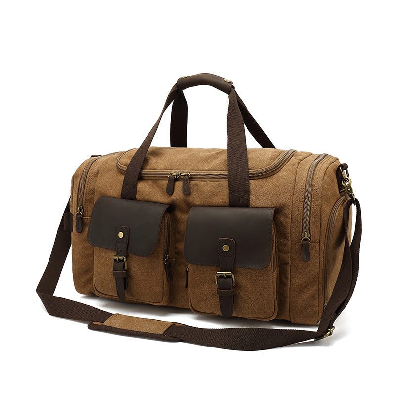 Canvas Retro Travel Bag Men Casual Canvas Tote Bag Canvas Shoulder Messenger Travel Bag RockCow Leather Studio