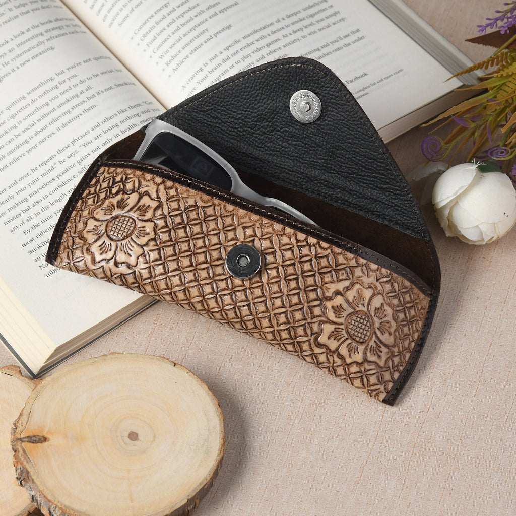 Vintage Floral Sunglass Case Classy Leather Bags