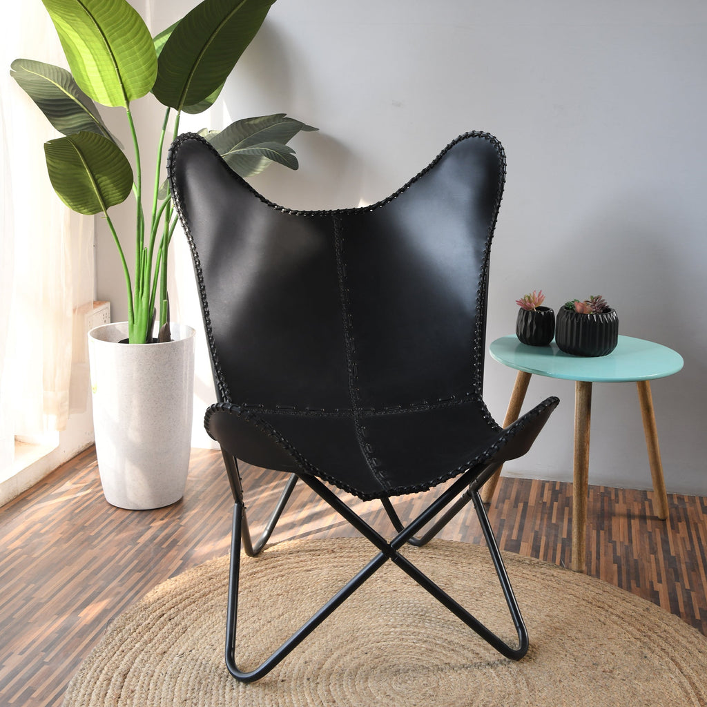 The Jet Black Butterfly Chair Classy Leather Bags