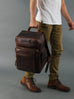 Alpha Brown Buffalo Leather Travel Backpack Classy Leather Bags