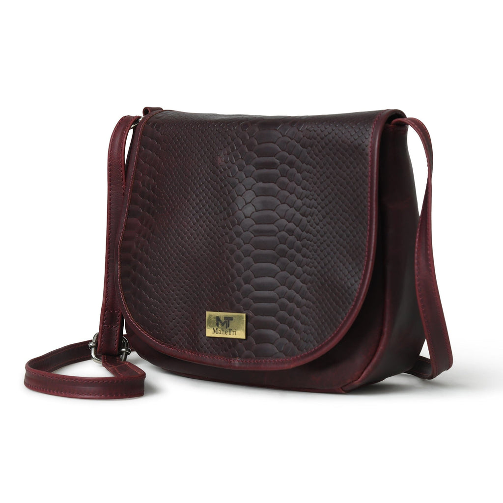 The Croco Satchel- Cherry Red Classy Leather Bags