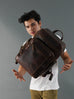 Alpha Brown Buffalo Leather Travel Backpack Classy Leather Bags