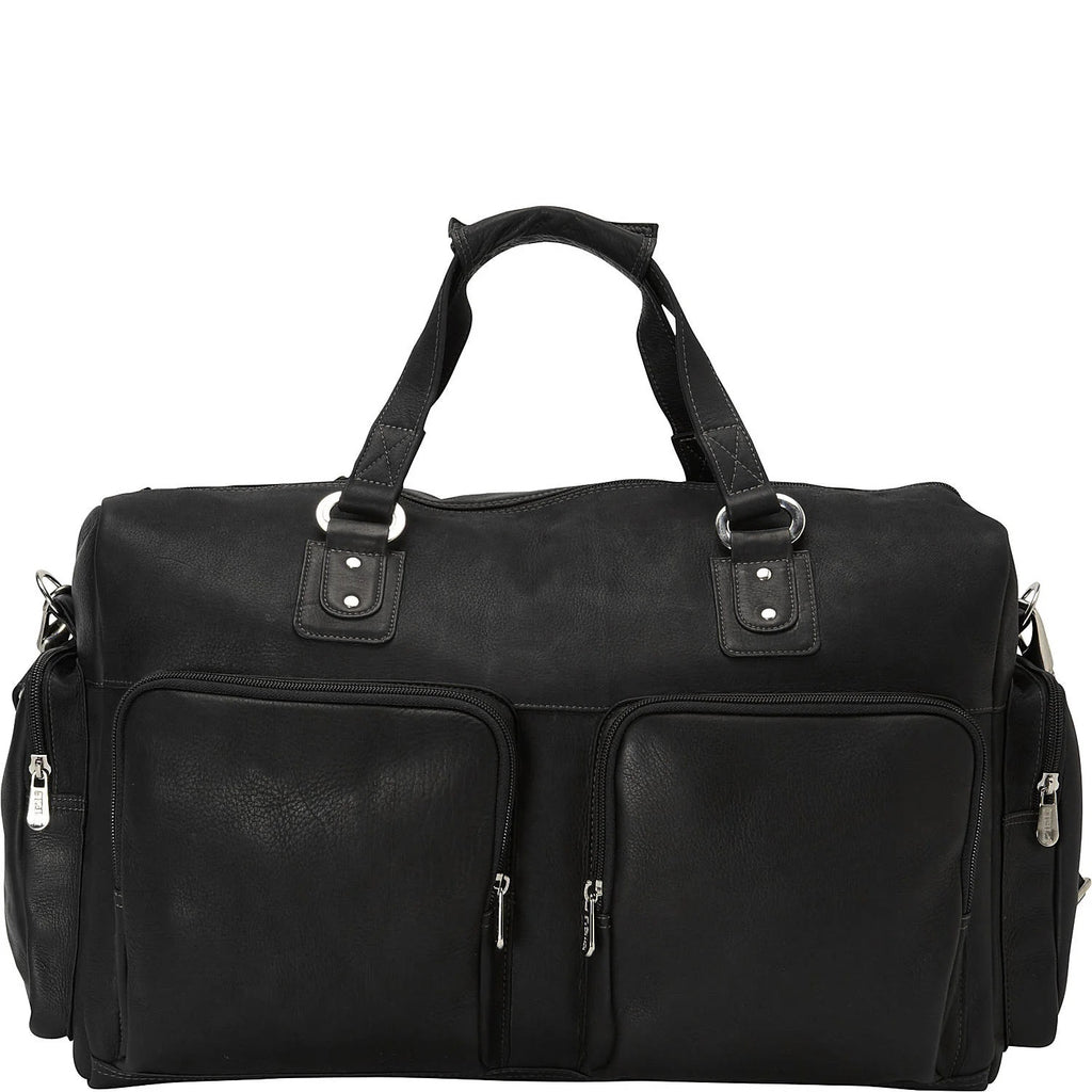 Piel Leather Multi Pocket Carry On Duffle Bag Piel