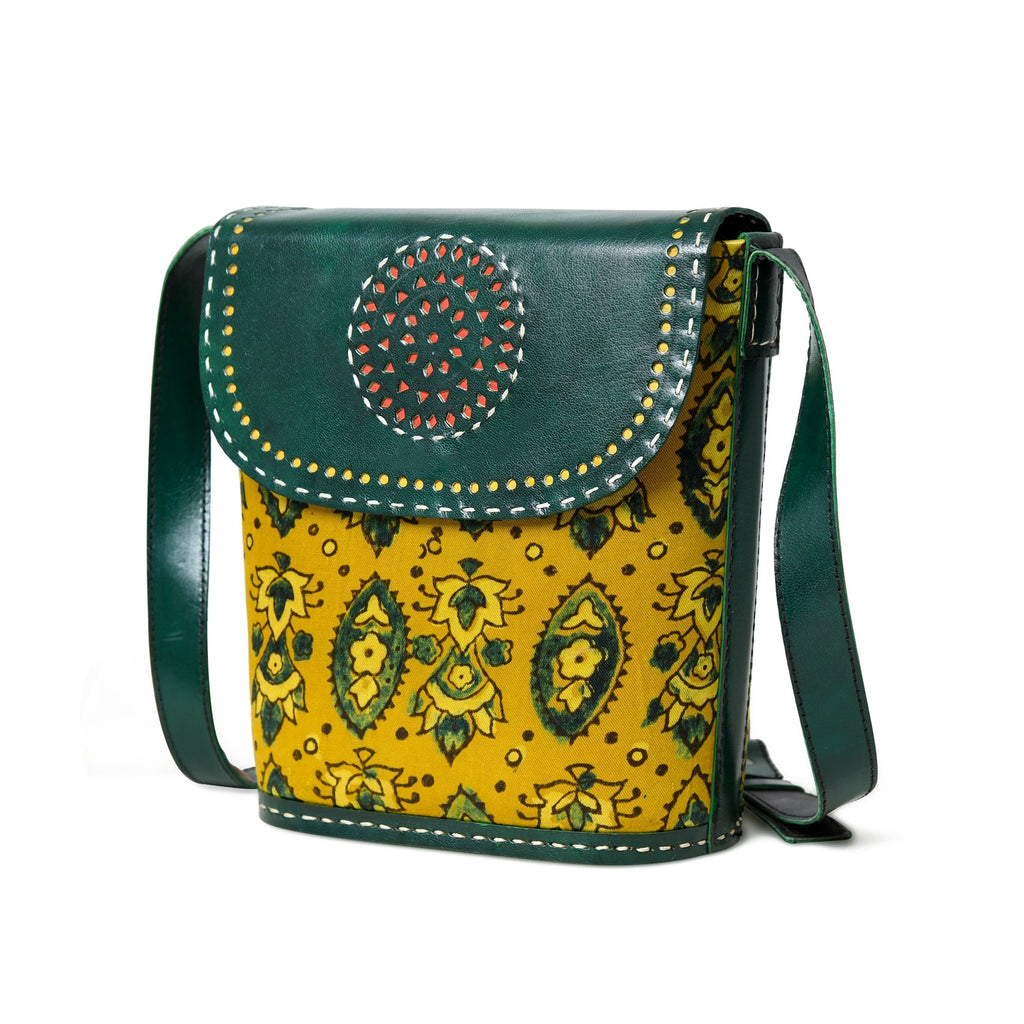Vibrant Heritage Ajrakh Satchel Classy Leather Bags