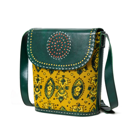 Vibrant Heritage Ajrakh Satchel Classy Leather Bags
