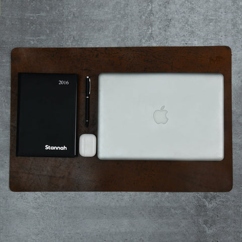 Espresso Elegance Leather Desk Mat + Mouse Pad Classy Leather Bags