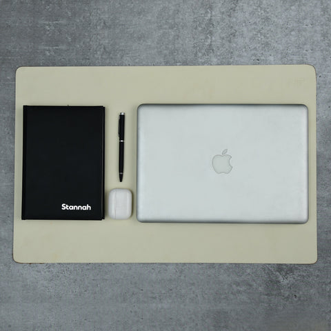 Ivory Elegance Leather Desk Mat + Mouse Pad Classy Leather Bags