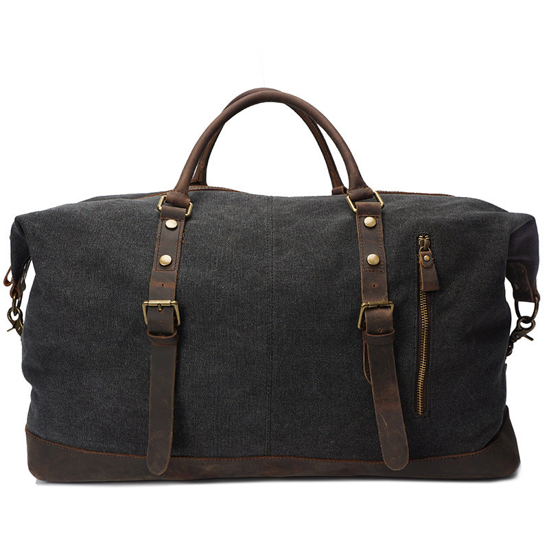 Vintage Canvas Leather Shoulder Bag Canvas Duffle Bag Crossbody Travel Bag RockCow Leather Studio
