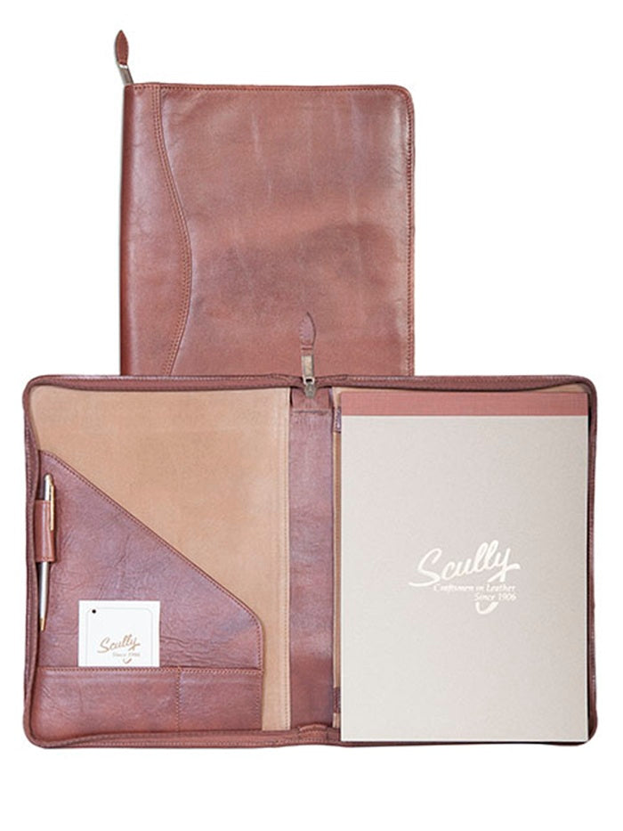 Scully Leather SOFT PLONGE LEATHER SIERRA COLLECTION ZIP LETTER PAD WITH PEN Scully
