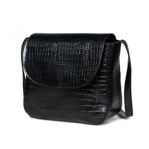 Diva Black Croco Sling Bag Classy Leather Bags