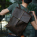 Crazy Horse Leather Laptop Backpack Handmade Travel Backpack Men Backpack RockCow Leather Studio