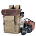 DSLR Camera Backpack Waxed Canvas Camera Backpack Waterproof Backpack RockCow Leather Studio