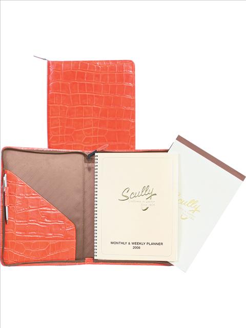 Scully Croco Embossed Leather zip letter pad