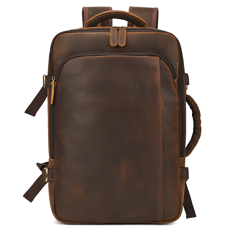 Full Grain Leather Travel Backpack Mens Large Leather Backpack Laptop Backpack Convertible Handbag RockCow Leather Studio