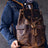 Crazy Horse Leather Men Travel Backpack Retro Laptop Backpack Bucket Backpack RockCow Leather Studio