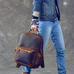 Men Retro Backpack Crazy Horse Leather Travel Backpack Laptop Backpack RockCow Leather Studio