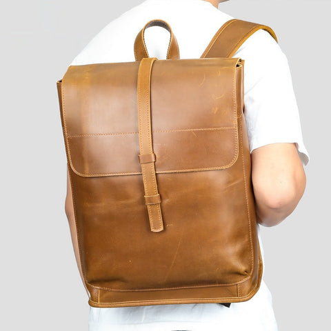 Leather Horse Leather Outdoor Bag Large Capacity Leisure Laptop Travel Backpack Social Buzz eSIMs