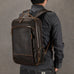 Double Zipper Main Bag Genuine Leather Large Capacity Crazy Horse Leather Outdoor Travel Leisure Backpack Social Buzz eSIMs