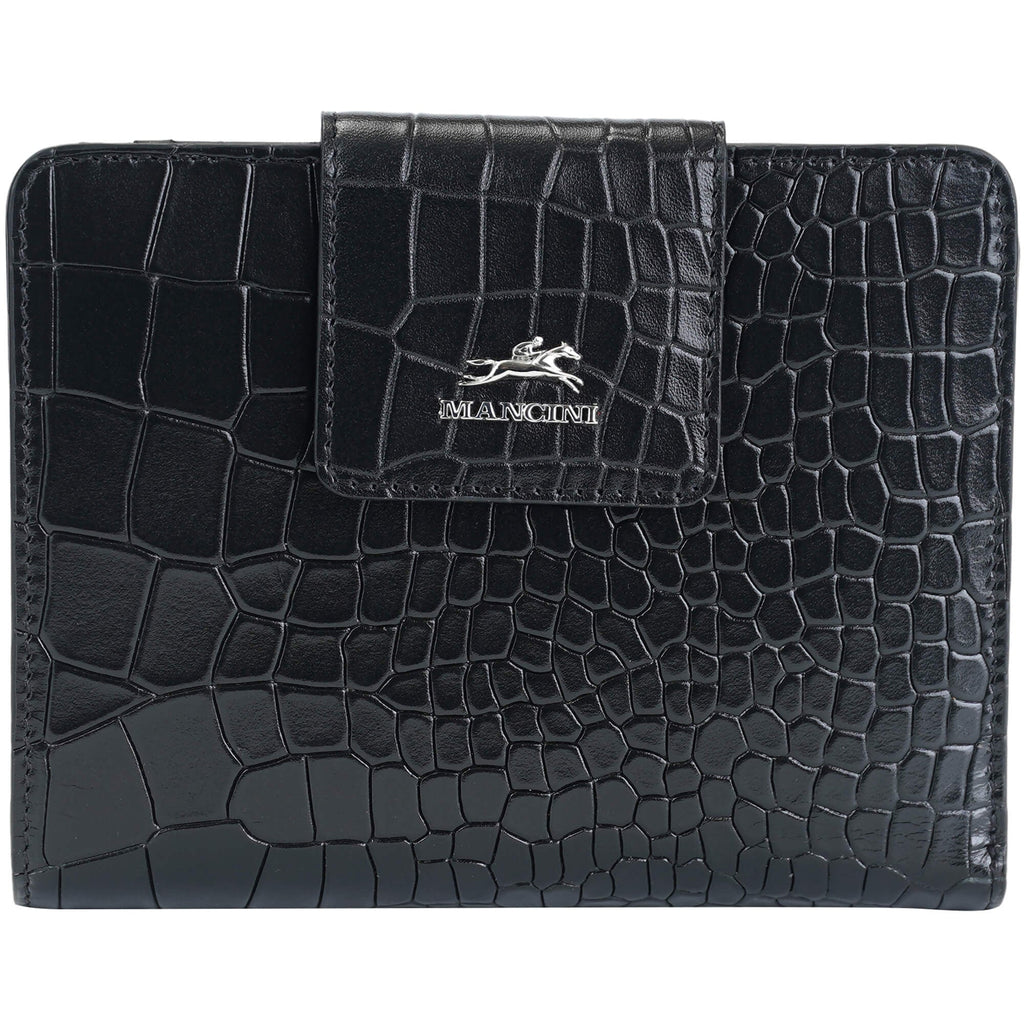 Mancini Croco2 Women’s Medium Clutch Wallet with Enhanced RFID Protection Mancini