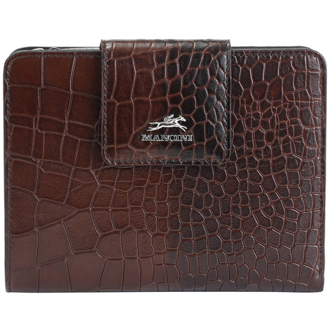 Mancini Croco2 Women’s Medium Clutch Wallet with Enhanced RFID Protection Mancini