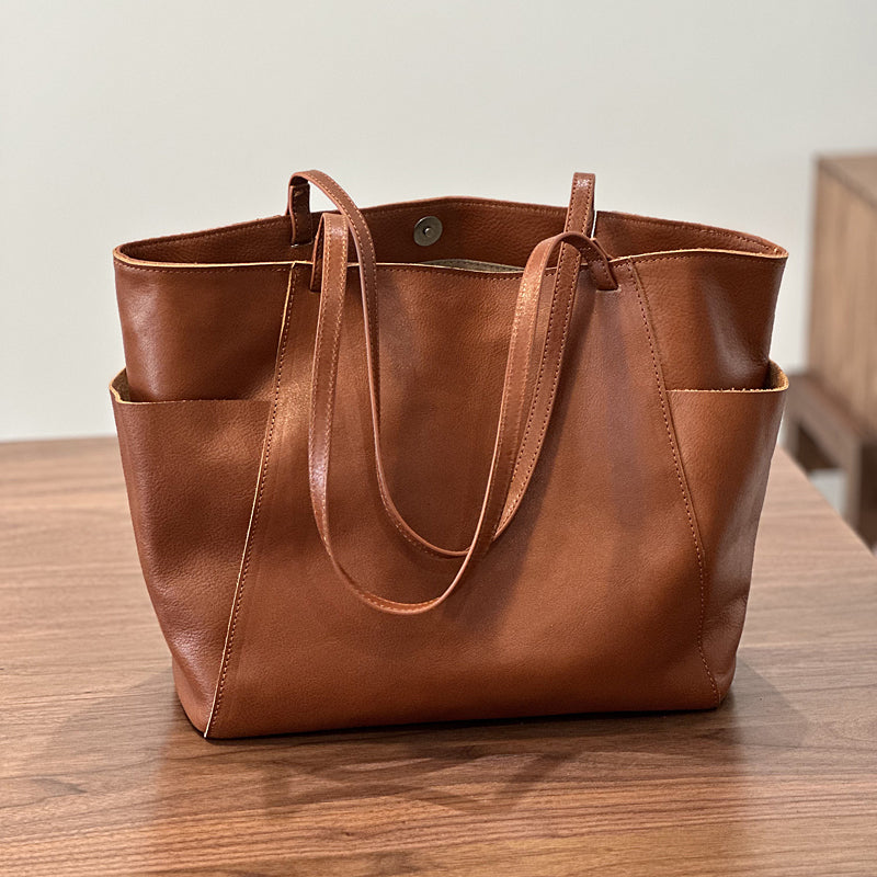 Full Grain Leather Tote Bag, Large Capacity Shoulder Bag for Women, Everyday Leather Tote Bag RockCow Leather Studio