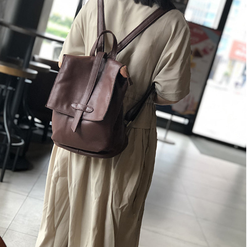 Genuine Leather Backpack Purse for Women, Leather Backpack for School, Full Grain Leather Handmade Bag RockCow Leather Studio