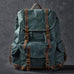 Waxed Canvas With Leather Backpack Vintage Large Capacity Backpack Travel Backpack RockCow Leather Studio