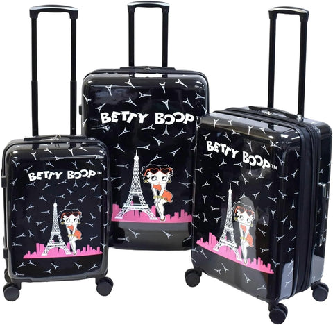 Betty Boop-Themed Paris Hard Side Luggage Set. Carry-on, Medium and Large Checked Dony Corp.
