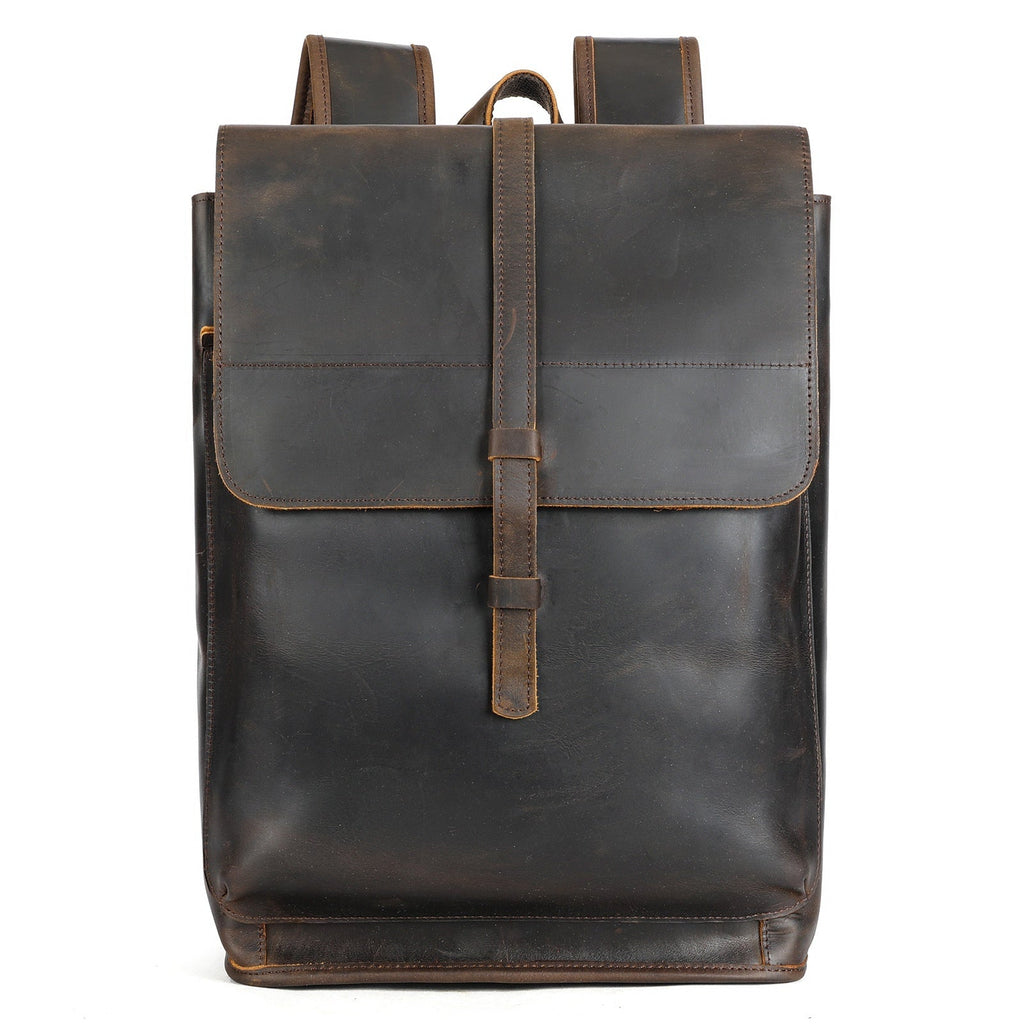 Leather Horse Leather Outdoor Bag Large Capacity Leisure Laptop Travel Backpack Social Buzz eSIMs