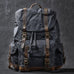 Waxed Canvas With Leather Backpack Vintage Large Capacity Backpack Travel Backpack RockCow Leather Studio