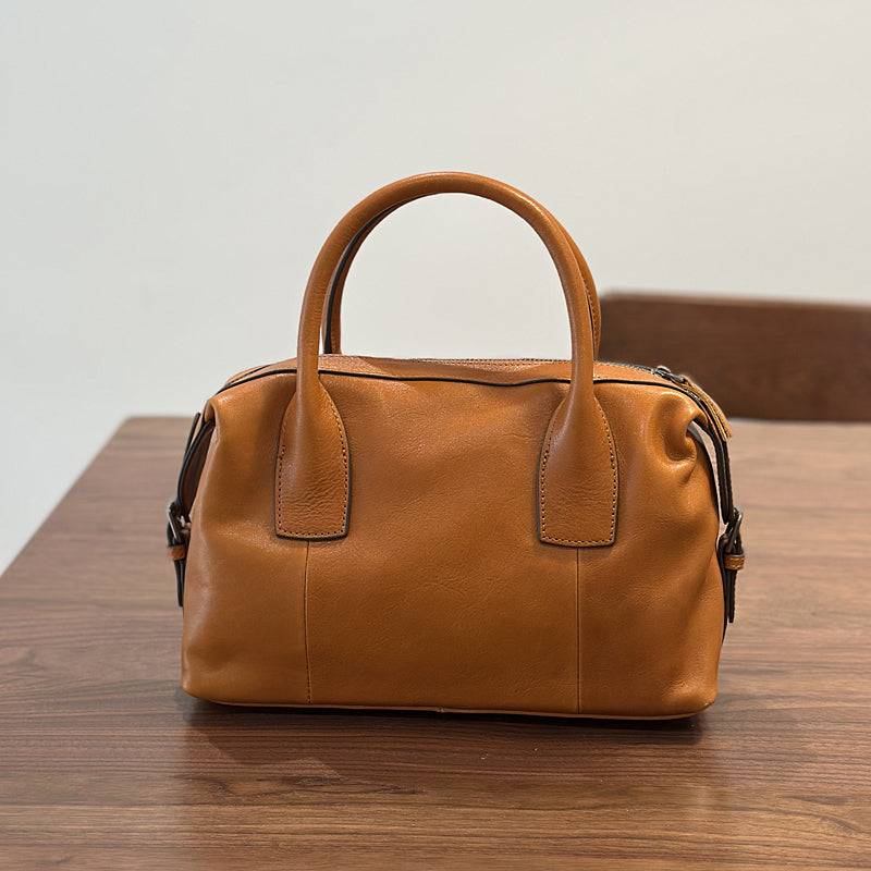 Full Grain Leather Women Boston Bag, Leather Top Handle Bag, Women's Leather City Bag RockCow Leather Studio