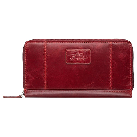 Mancini Casablanca Ladies Double Zipper Clutch Wallet Red Mancini