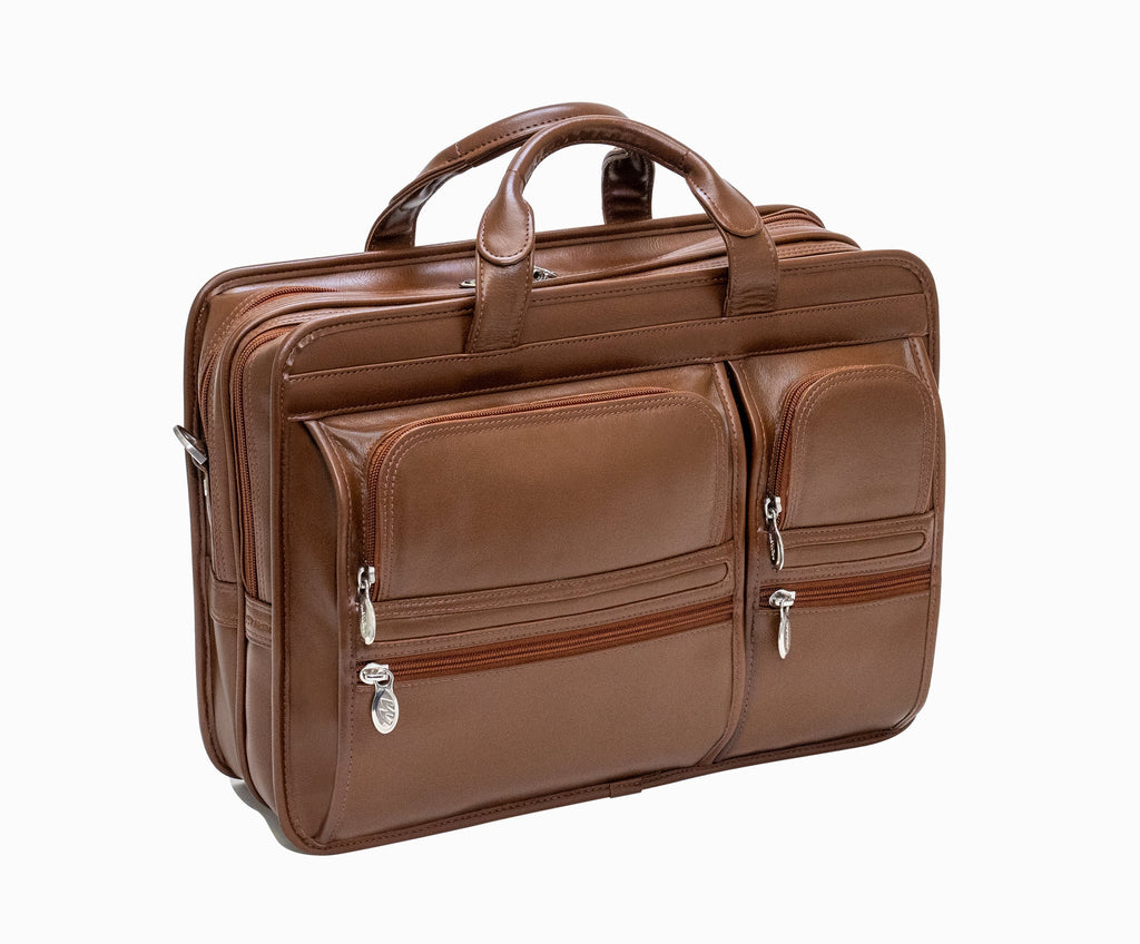 McKlein USA Hubbard Leather Double Compartments Laptop Case - LuggageDesigners
