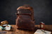 Crazy Horse Leather Backpack Men Laptop Backpack Handmade Travel Backpack MSG7635 RockCow Leather Studio