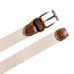 Cream & Brown Braided Canvas Leather Belt Classy Leather Bags
