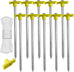 8 Inch Tent Stakes 10 Pcs Non-Rust Metal Ground Anchors, Heavy Duty Spikes with 4 Ropes for Outdoor Camping, Yellow Rnispir Store