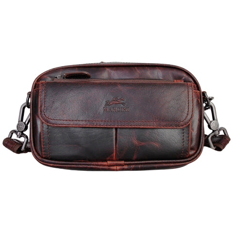 Mancini Buffalo leather Unisex Bag with Zippered Organizer Pocket Mancini