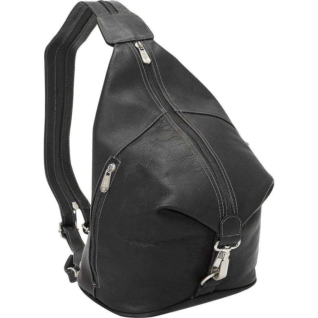 Piel Leather Three Zip Hobo Sling Bag