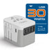 30W 6 in 1 Universal Travel Adapter - 2 USB-A + 3 USB-C - Max. 30W (6A) - White (UP-30KU-WH) Ceptics