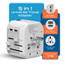 5 in 1 Universal Travel Adapter - 2 USB-A + USB-C - Max. 17W (3.4A) - White (UP-16KU-WH) Ceptics