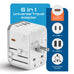 70W 6 in 1 International Travel Plug Adapter - 2 USB-C + 1 GaN 3.0 USB-C & 2 USB ports - Max. 60W (12A) - White (UP-70KU-WH) Ceptics