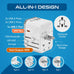 45W 6 in 1 Universal Travel Adapter - 2 USB-A + 3 USB-C - Max. 45W (9A) - White (UP-45KU-WH) Ceptics