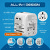 5 in 1 Universal Travel Adapter - 2 USB-A + USB-C - Max. 17W (3.4A) - White (UP-16KU-WH) Ceptics