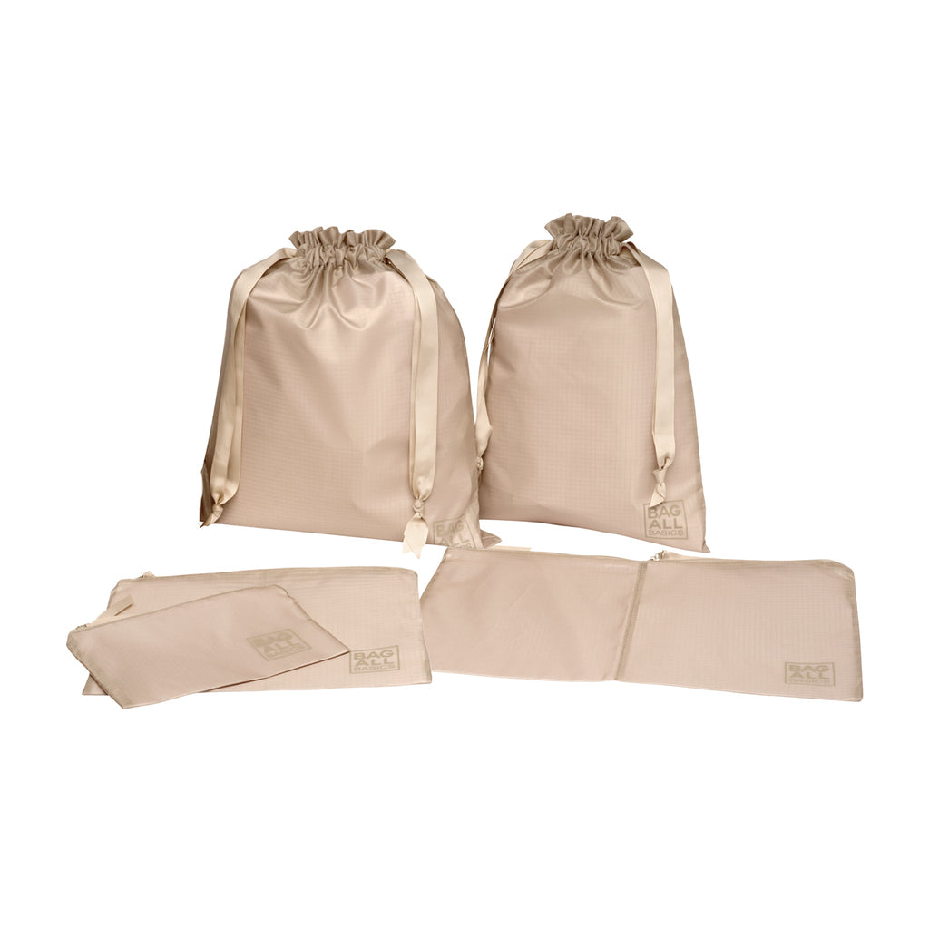 Packing Bags Set in Recycled Nylon, 5-pack, Taupe Bag-all