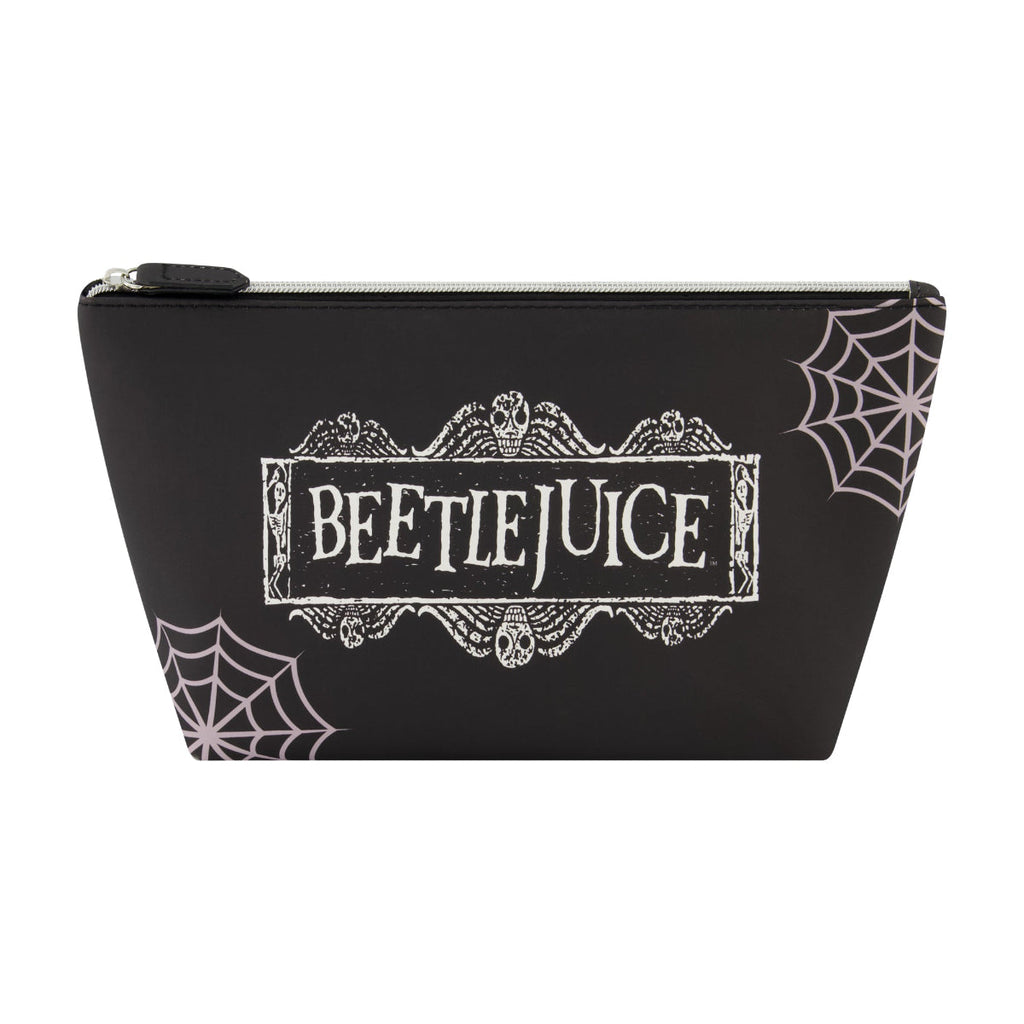 Beetlejuice Logo Spiderweb Black Cosmetic Bag Ful Luggage
