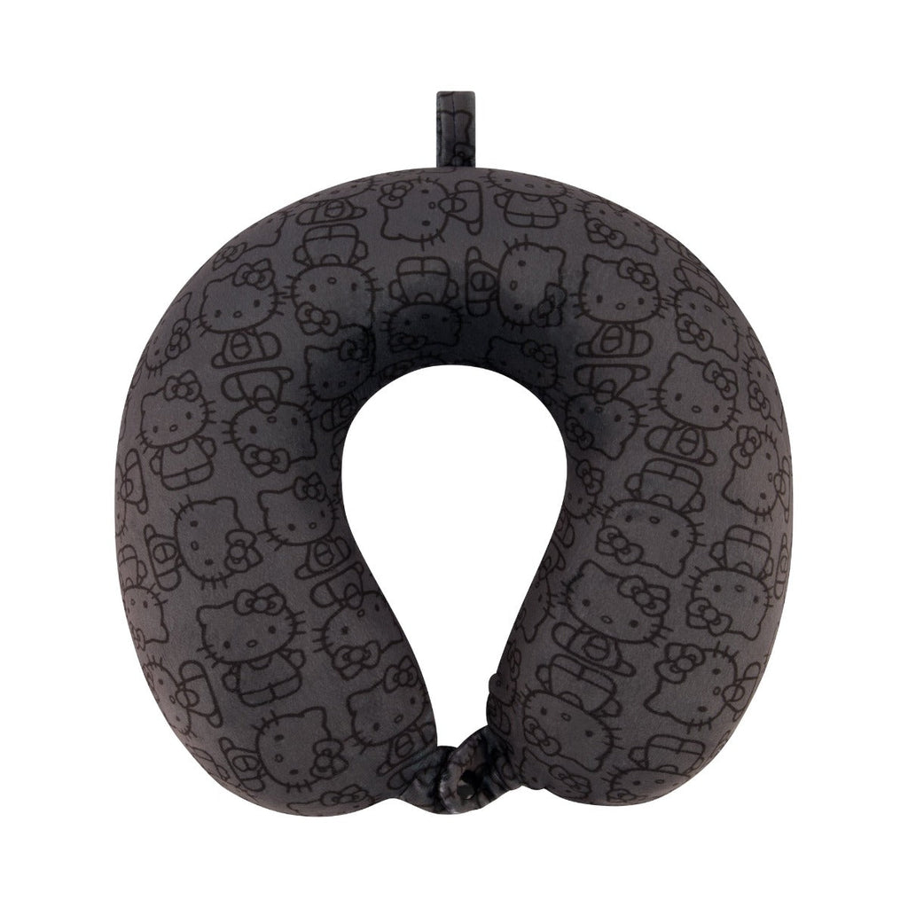 Hello Kitty All Over Icon Memory Foam Travel Neck Pillow, Black Ful Luggage